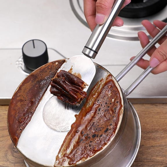 COM1950s Stainless Steel Cleaning Spatula,Multi-Functional Pot Scraper and Degreasing Tool,Heavy-Duty Kitchen Cleaner for Removing Stubborn Black Dirt and Tar From Tiles,Glass,and Appliances