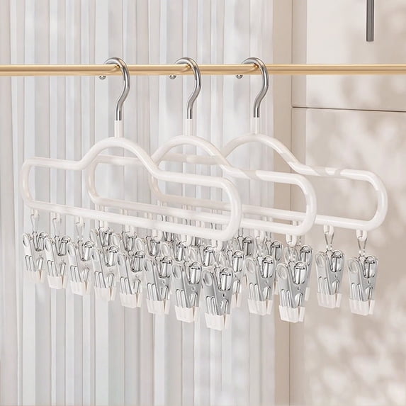 COM1950s Stainless Steel Drying Rack with Clips,Multifunctional Clothes Hanger Organizer for Laundry,Space Saving Garment Dry Rack with Windproof Clips for Socks,Scarves,Pants,Indoor Outdoor Use