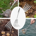thumbnail image 1 of COM1950s Stainless Steel Garden Rake and Leaf Rake,15.6 Inch Wide 8-Tine Heavy Duty Rake,Carbon Steel Head for Seaside,Yard,Sand,Soil,Leaves,Multi-Purpose Lawn Tool, 1 of 9