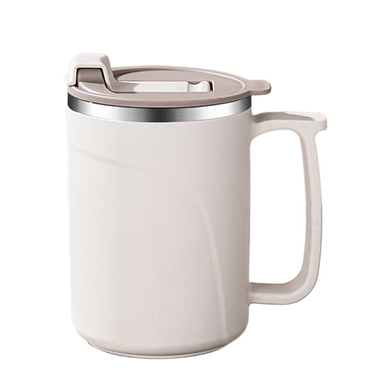 COM1950s Stainless Steel Insulated Mug, Double Wall Vacuum Travel Coffee Cup with Handle and Lid, Reusable Thermal Tumbler for Hot and Cold Beverages, Office, Outdoor and Home Use