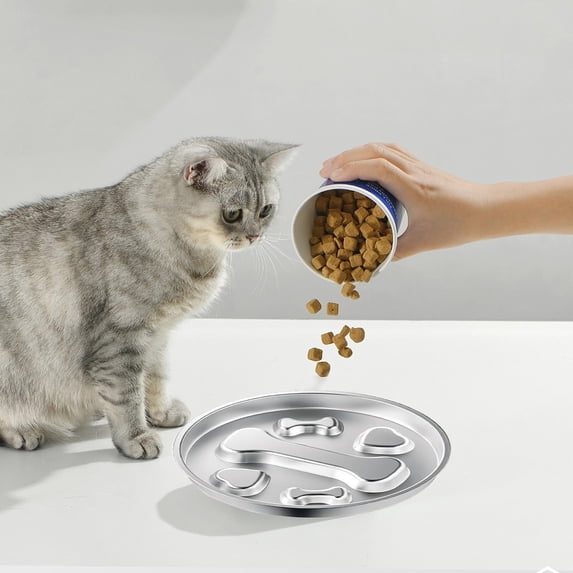COM1950s Stainless Steel Slow Feeder Bowl for Dogs and Cats,Non-Slip Pet Food Dish with Anti-Tip Design,Large Capacity 9.1 Inch Diameter Bowl To Encourage Healthy Eating