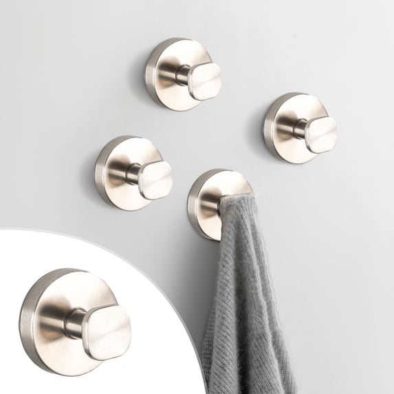 COM1950s Stainless Steel Suction Cup Hooks No Drill Required,Heavy Duty Towel and Garland Hooks for Shower Bathroom and Kitchen,Multi-Purpose Hooks for Glass Tile and Mirror Surfaces