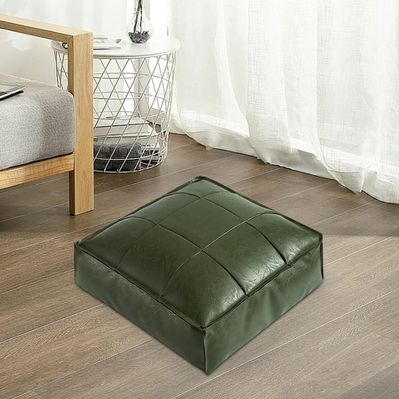 COM1950s Storage Ottoman,Faux Leather Pouf Footstool,Unstuffed Cover for Flexible Filling,Waterproof Indoor Outdoor Use,Large 17.7 Inch Square