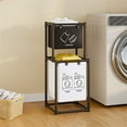 thumbnail image 1 of COM1950s Storage Rack with Dirty Clothes Basket,2-Layer Laundry Hamper Organizer on Wheels,Multifunctional Bathroom Storage Shelf,Size 38.2X17.3X12.2In, 1 of 9