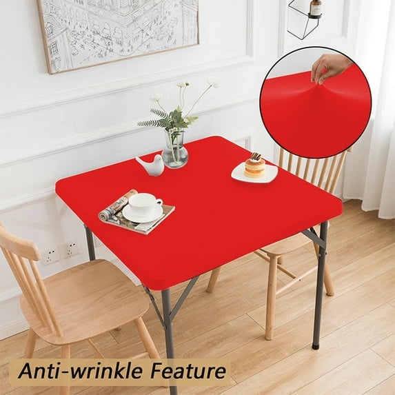 COM1950s Stretch Table Cover,Square Tablecloth 34X34 Inch,Elastic Table Protector for Dining Kitchen,Fitted Table Cover Dustproof Washable