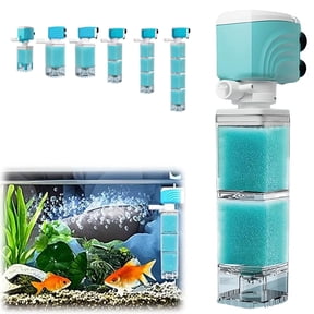 COM1950s Submersible Aquarium Filter Pump,5-In-1 Fish Tank Filter with Adjustable Oxygen Pump,Multi-Layer Filtration System for 6-47 Inch Tanks,Ultra Quiet Internal Water Pump for Freshwater Saltwater