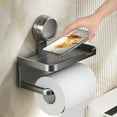 thumbnail image 1 of COM1950s Suction Cup Double Layer Toilet Paper Holder,No Drill Installation,Compact Bathroom Organizer for Tissue Rolls and Towel Storage, 1 of 9