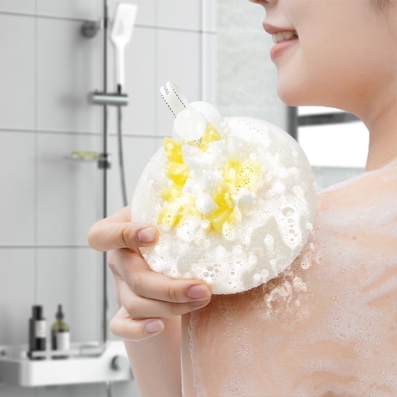COM1950s Suction Cup Shower Scrubber,Exfoliating Bath Sponge with Strong Grip,Reusable Body Scrubber for Deep Cleansing and Smooth Skin,Includes 2 Bath Pads