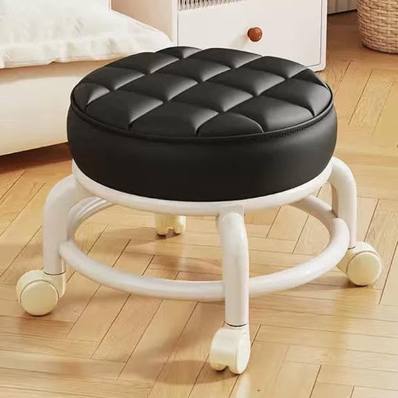 COM1950s Swivel Stool with Wheels, Plastic Rolling Step Stool for Kitchen, Bathroom, Low Mobile Seat for Multiple Home Use