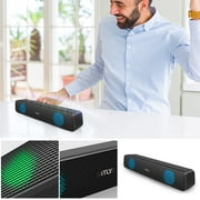 COM1950s TV Soundbar with Built-in Subwoofer, Wired USB Speaker for Clear Dialogue, Ultra Slim 2.1 Channel Sound Bar for Television, Wall Mountable Home Audio System for Small Spaces