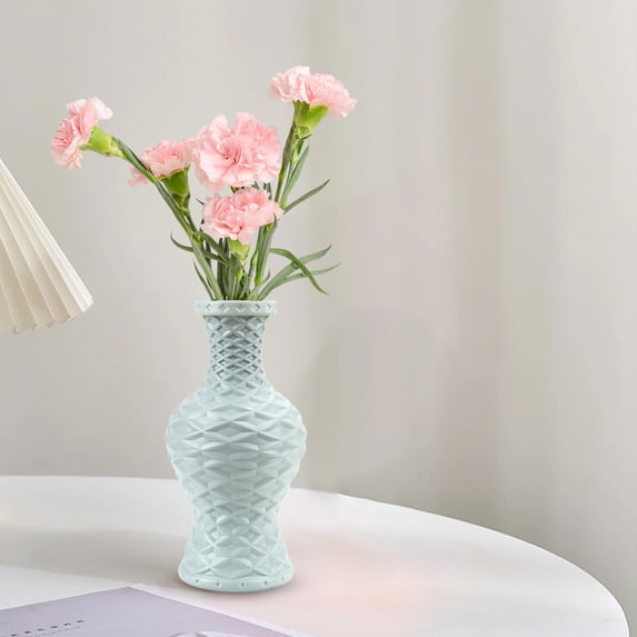 COM1950s Tall Plastic Cylinder Vase,11-Inch Glazed Hydroponic Planter,Slim Profile Floor Decor for Flower Displays