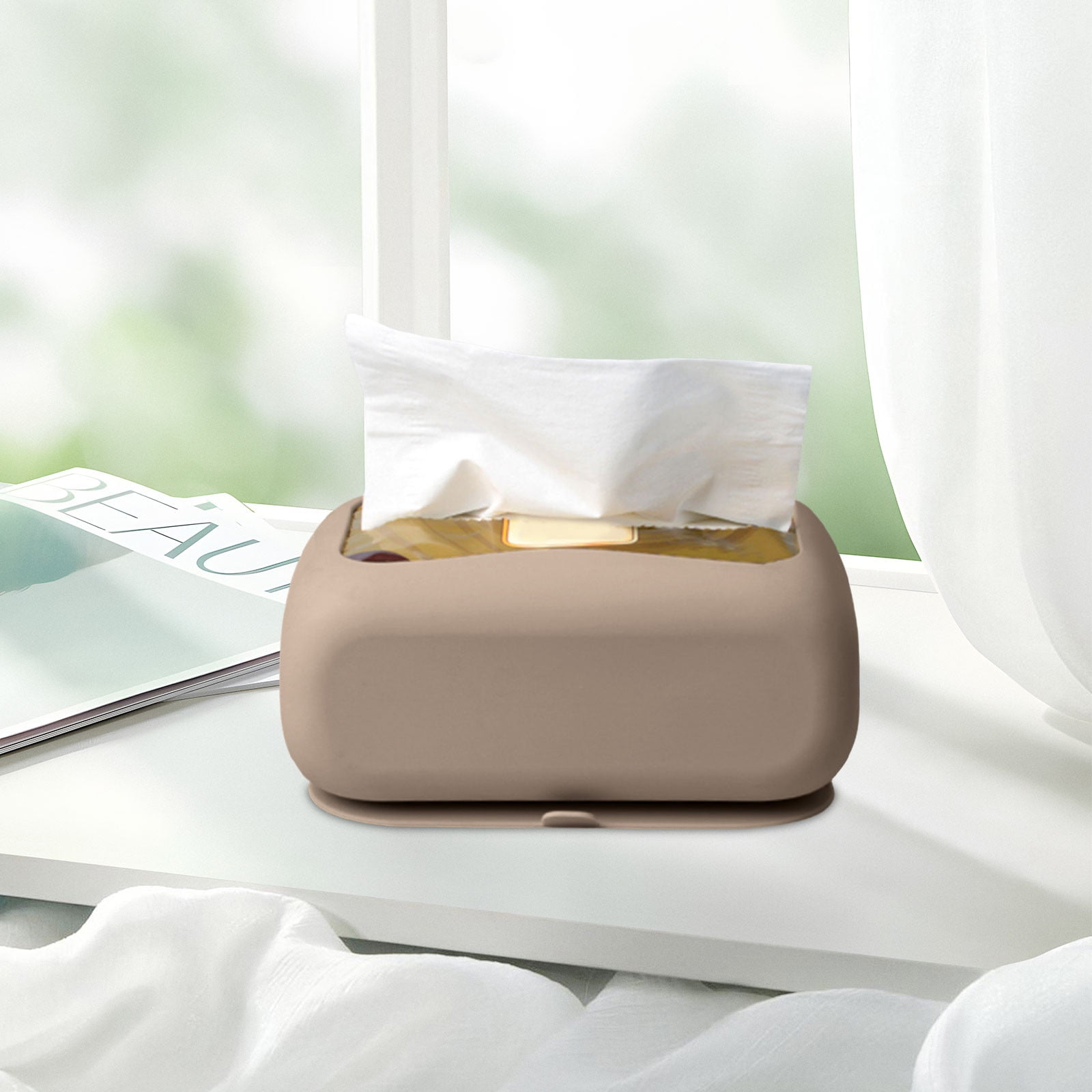 COM1950s Tissue Box Cover Rectangle,Suction Cup Tissue Storage Rack ...
