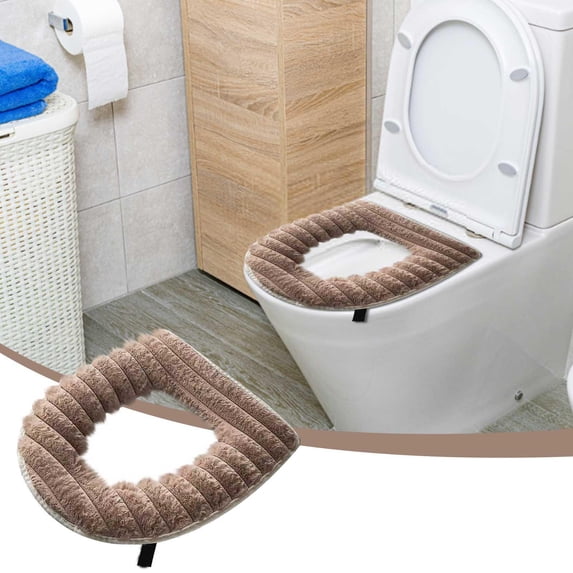 COM1950s Toilet Seat Cover,Warm Fleece Toilet Pad with Zipper for Easy Cleaning,Universal Fit for All Standard Toilet Seats,Thickened and Soft for Winter and Autumn Comfort