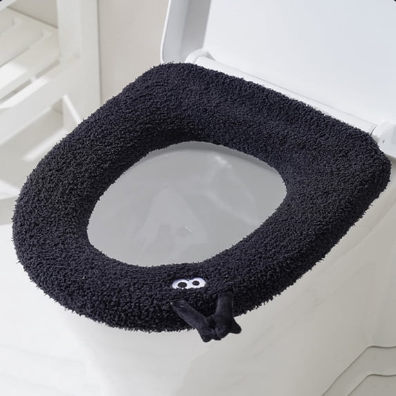 COM1950s Toilet Seat Covers for Bathroom Household Toilet Seat Cushion Universal Use Plush Toilet Seat Cover Winter Season Thickening and Warm Washable Toilet Seat Cushion with Handle
