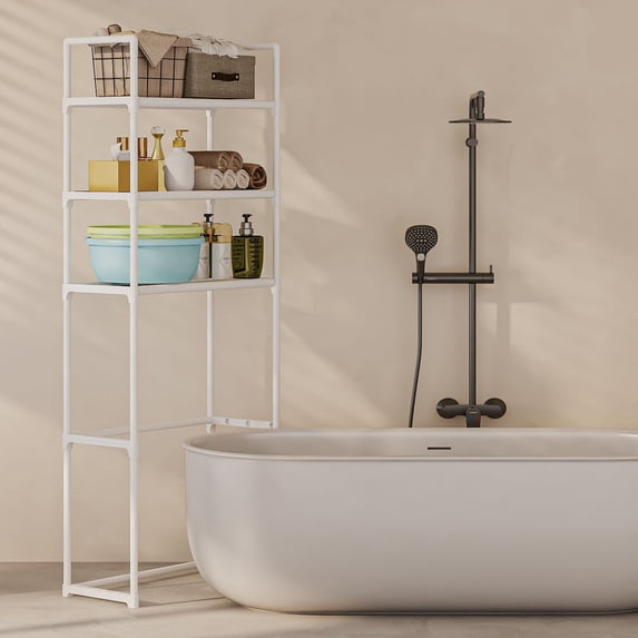 COM1950s Over Toilet Storage Rack,3-Tier Bathroom Organizer Shelf,Space Saving Design for Toiletries and Towels,Sturdy Metal Construction,Size 59.8X21.5X10.9 Inches