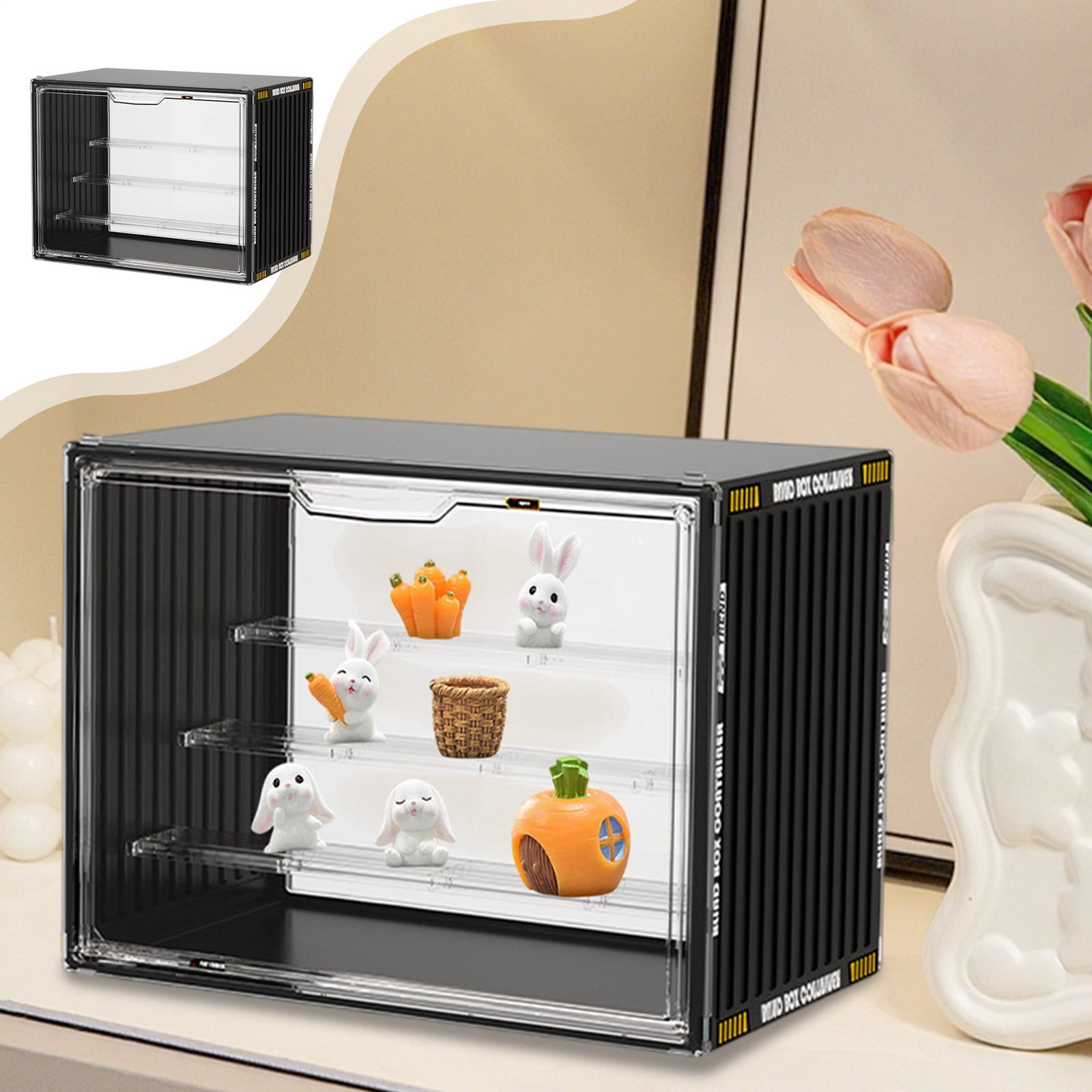 COM1950s Transparent Display Case for Collectibles,Stackable Storage ...