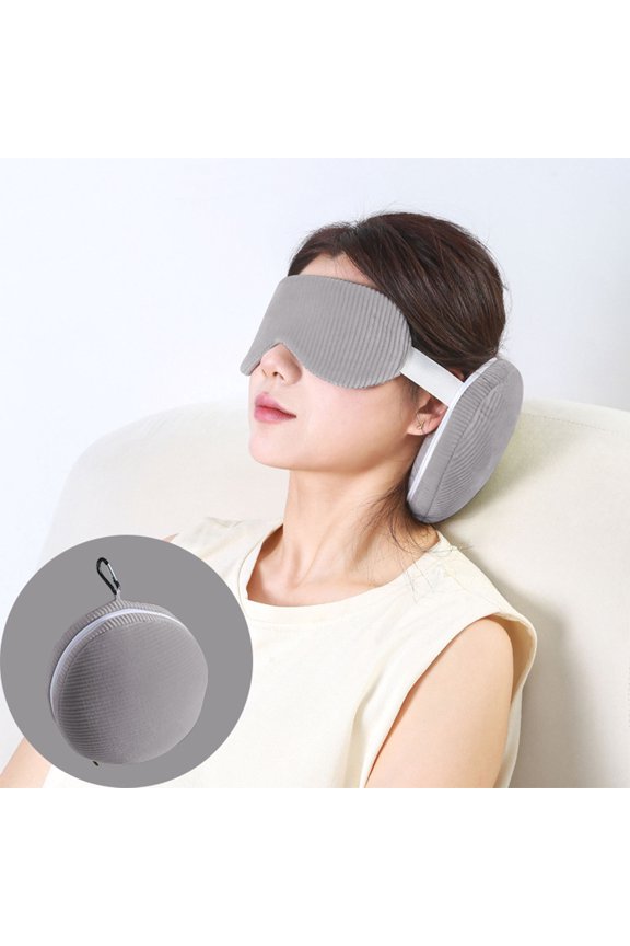 U Shaped Travel Pillow with Removable Eye Mask,Memory Foam Ergonomic Support for Airplane Office Nap,Portable Light Blocking Sleep Pillow,Compact 6X12 Inch