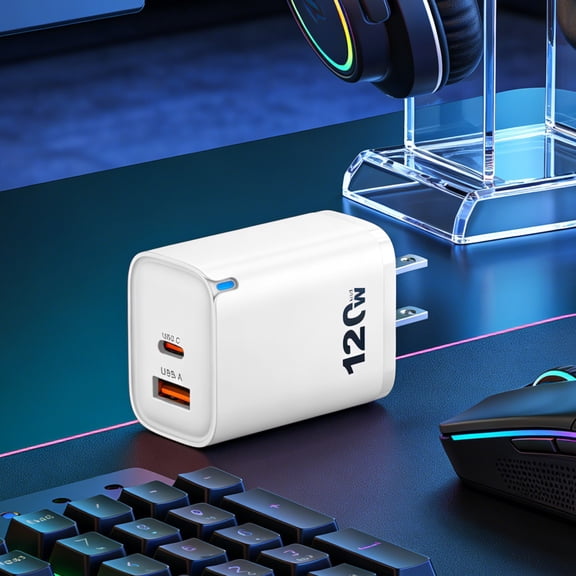 COM1950s USB C Fast Charger,5 Port USB Charging Station,PD Charger Block for Phone Tablet,Compact Travel Desktop Multi Device Power Adapter