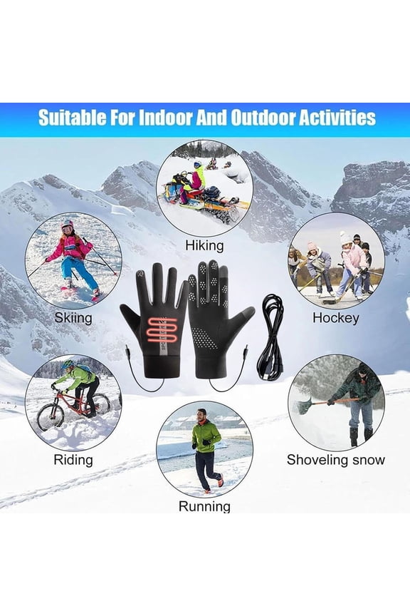 USB Heated Gloves for Men and Women, Waterproof Winter Thermal Gloves with Touchscreen, for Driving, Skiing, Cycling, Hiking Outdoor Activities