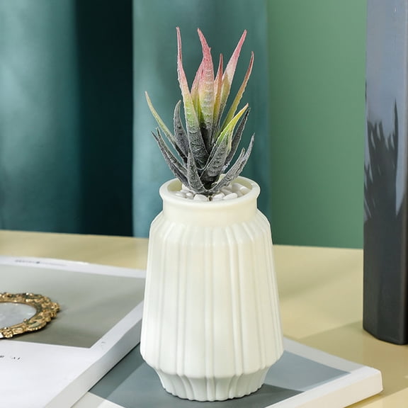 COM1950s Ultra Slim Imitation Glazed Plastic Vase,Micro Decor for Narrow Spaces,Featherlight Table Accent for Single Stem Flowers