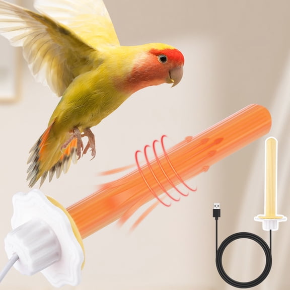 COM1950s Usb Heated Perch for Birds,Cage Heater with Temperature Control,Safe Warming Perch for Small Pet Birds Like Budgies and Canaries