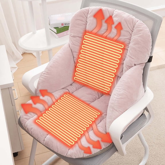 COM1950s Usb Heating Seat Cushion with Back Support,Warm and Cozy Office Chair Pad,Portable Electric Heating Cushion for Car and Home Use,Lumbar Protection for Adults