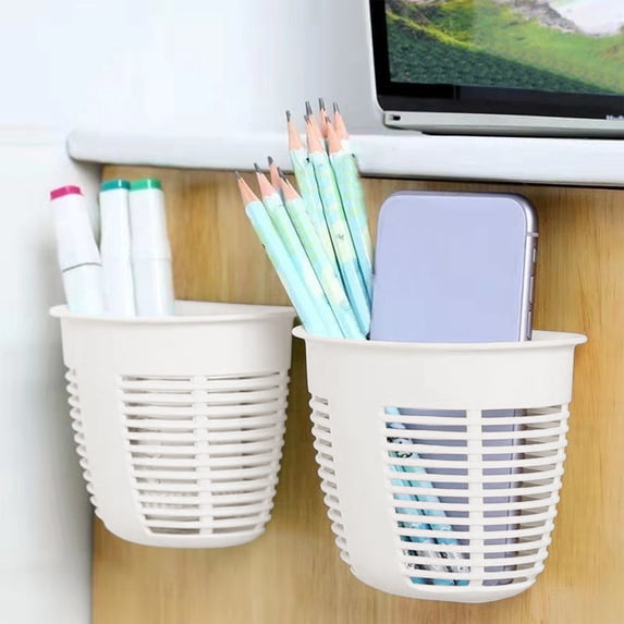 COM1950s Wall Hanging Storage Basket,Plastic Organizer for Kitchen and Bedroom,Small Hanging Basket with Traceless Wall Mount,Space Saving Solution for Home and Dorm