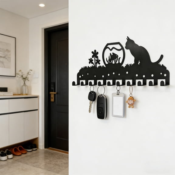 COM1950s Wall Hook and Coat Rack, Multi-Hook Wall Mounted Organizer for Entryway Storage and Home Organization, Space Saving Hat and Backpack Hanger