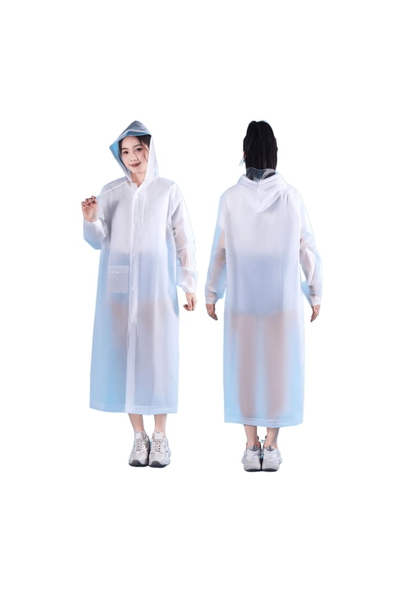 Waterproof Raincoat for Adults, Lightweight PVC Rain Jacket with Hood, Packable for Hiking Travel Rainwear, Sleeve Length 30.3 Inches
