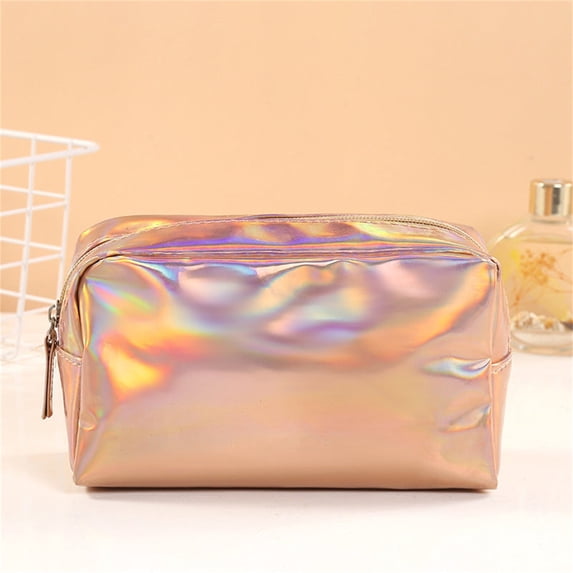 COM1950s Waterproof Travel Makeup Bag,Large Capacity Cosmetic Organizer with Handles,Pu Toiletry Pouch for Swimming,7X4X3 Inch