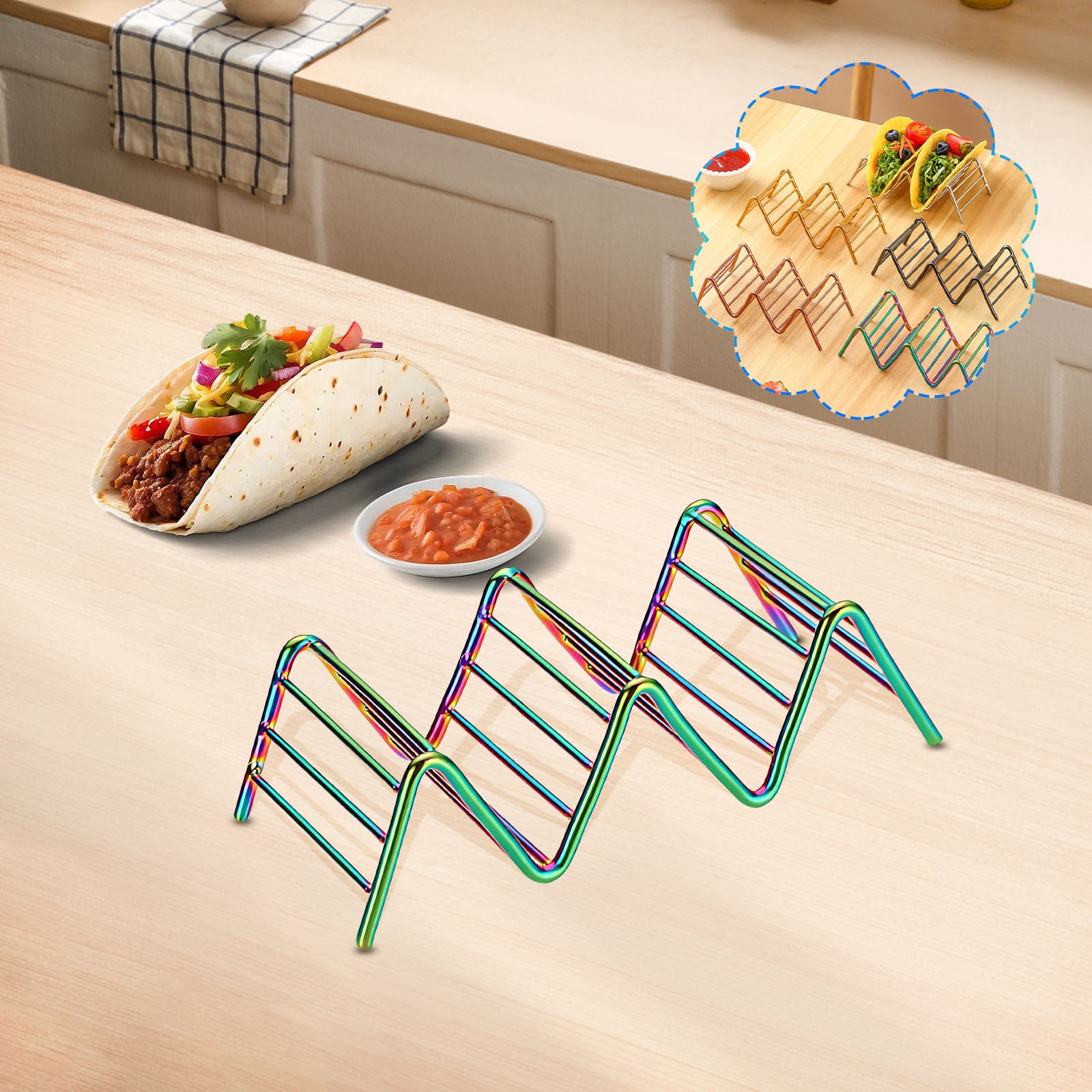 COM1950s Wavy Taco Stand,Stainless Steel Taco Rack with Unique Wave ...