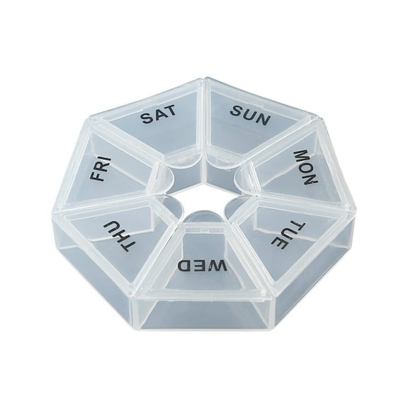 COM1950s Weekly Pill Organizer, Travel Pill Planner, Portable Box, Color Transparent Storage Box, 7-Day Round Box Case Storage Dispenser Organizer,Medicine Pill Organizer
