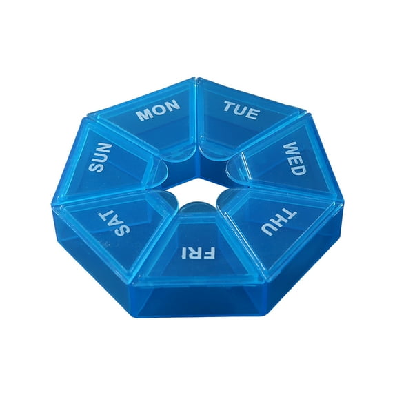 COM1950s Weekly Pill Organizer, Travel Pill Planner, Portable Box, Color Transparent Storage Box, 7-Day Round Box Case Storage Dispenser Organizer,Medicine Pill Organizer