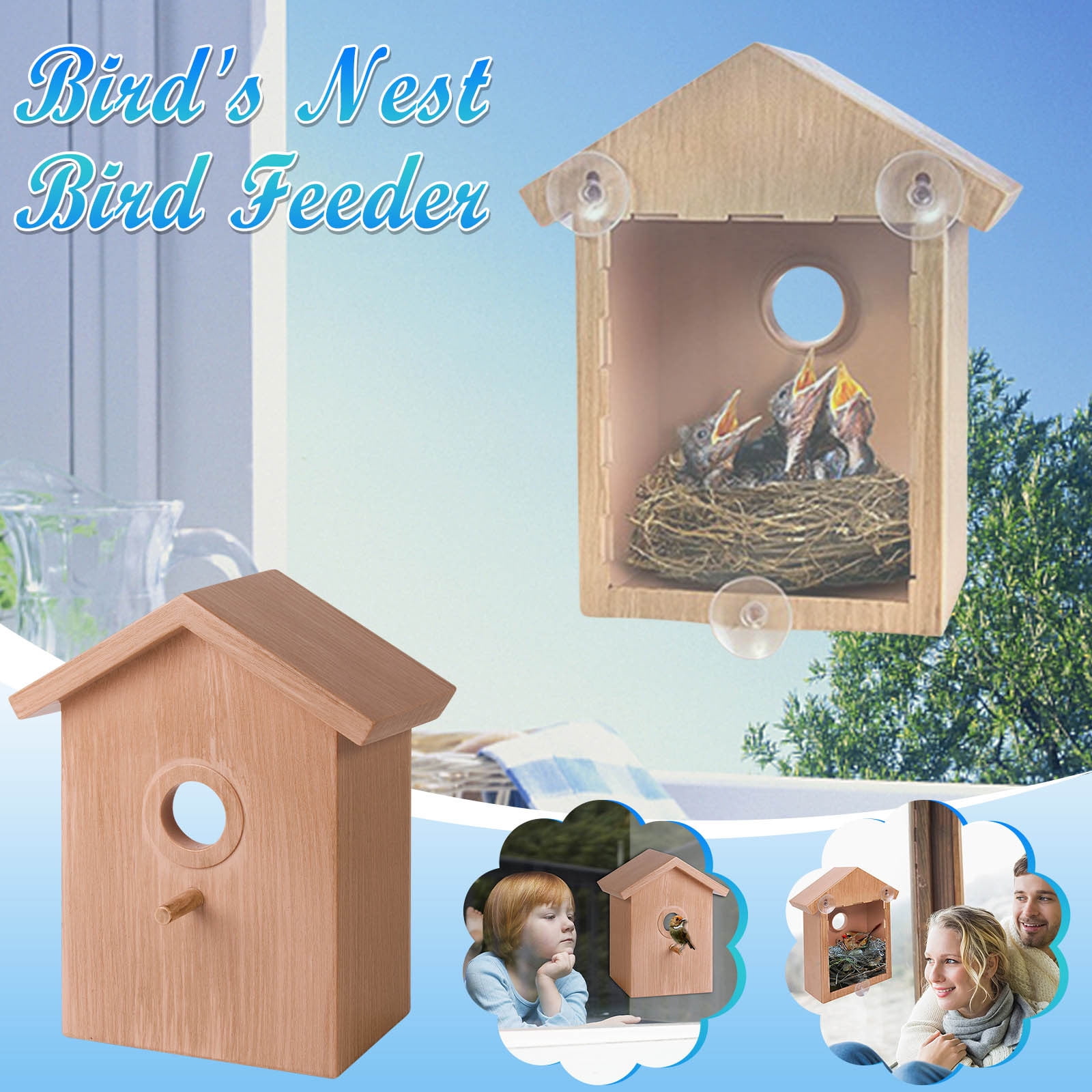 Image showcasing COM1950s Window Bird House with Paint Kit Window Birdhouse Spy ...