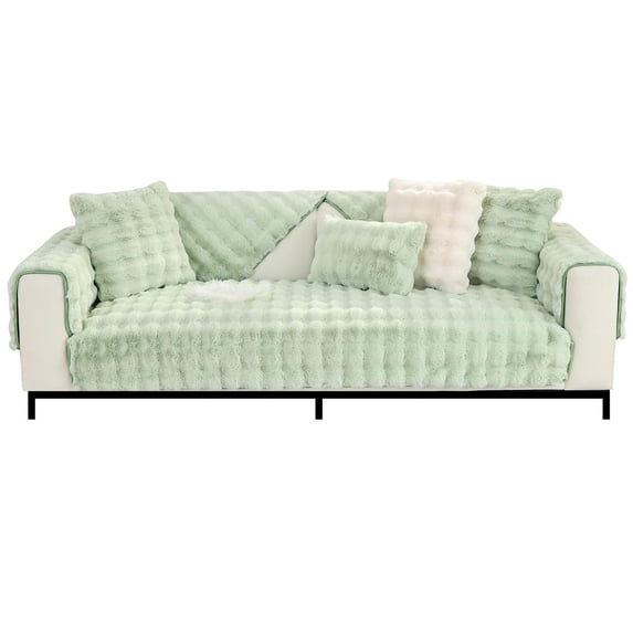 COM1950s Winter Sofa Cushion, Thick and Warm with Fuzzy Cozy Feel, Non-Slip Bottom, Set of 1, Oversized 47x28 Inch Couch Sofa Seat Pad