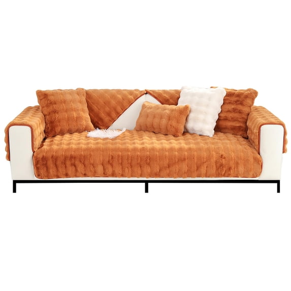 COM1950s Winter Sofa Cushion, Thick and Warm with Fuzzy Cozy Feel, Non-Slip Bottom, Set of 1, Oversized 47x28 Inch Couch Sofa Seat Pad