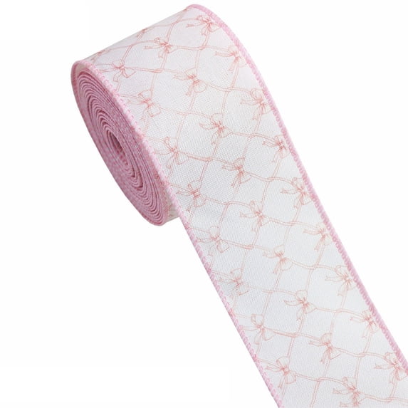 COM1950s Wired Ribbon With Floral Print, Flexible Wired Edge Ribbon for Bow Making, Decorative Ribbon for Gift Wrapping, Wreath Making, and DIY Crafts