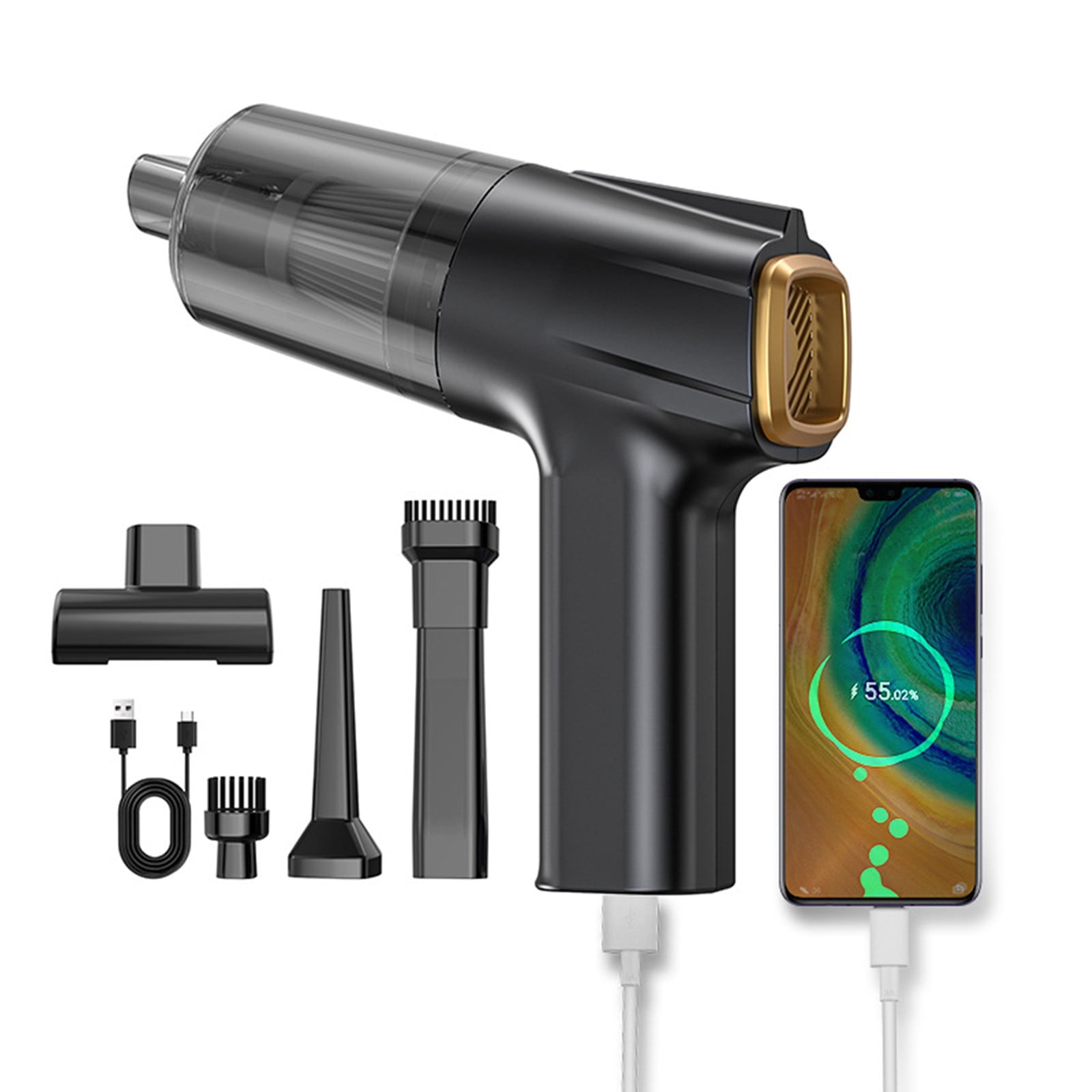 COM1950s Wireless Car Vacuum Cleaner Mini Vacuum, Wireless Handheld Car Vacuum Cleaner Rechargeable, Strong Suction, 3 In1 Buster & Blower & Hand Pump, Dry Use for Car, Keyboard