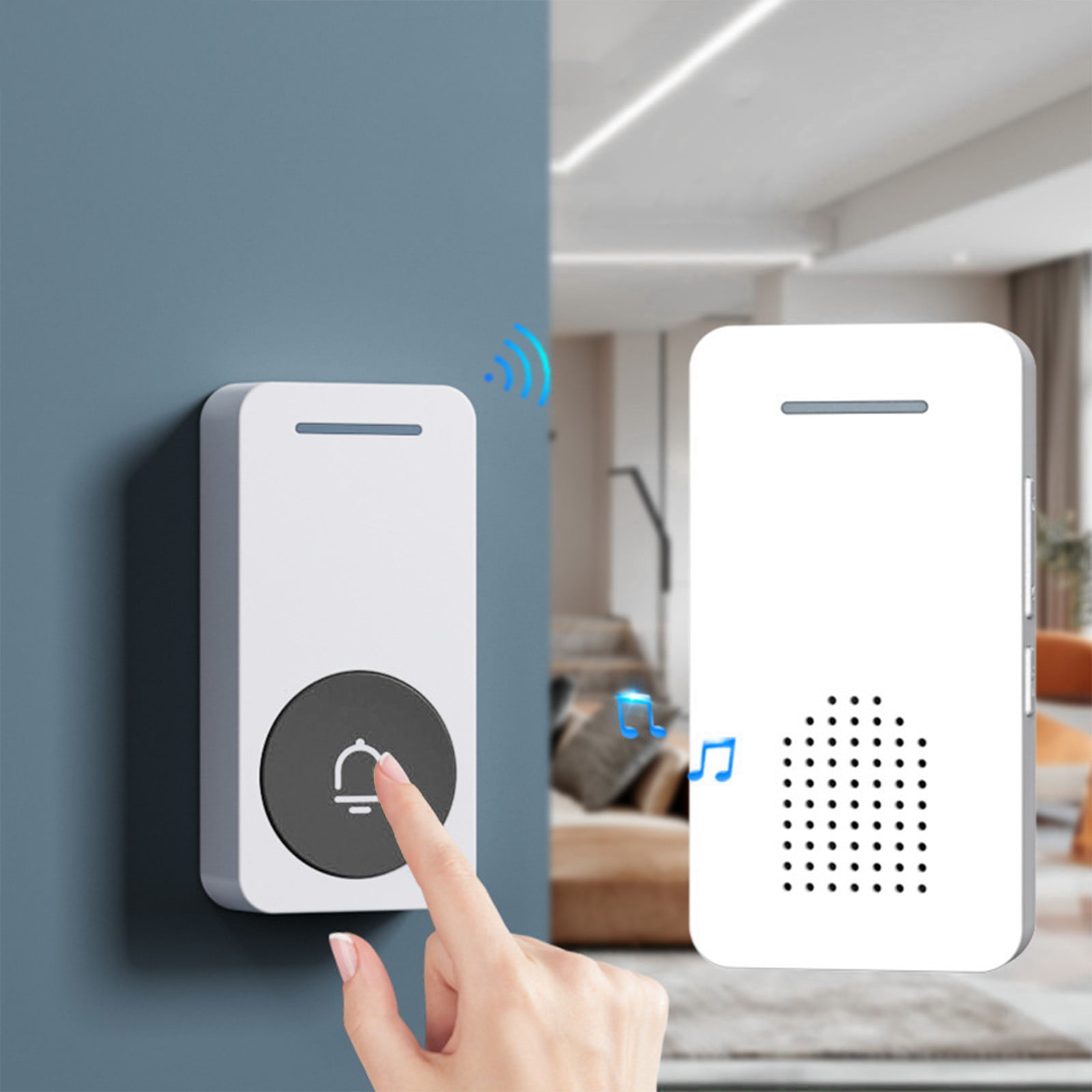 COM1950s Wireless Doorbell Battery Powered Wireless Doorbell House Door Bell Kit 900Ft Range with 34 Ringtones & 4 Level Regulable Volume Battery Powered Waterproof Door Bell Kit