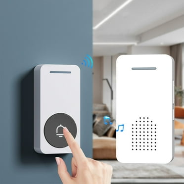 COM1950s Wireless Doorbell Battery Powered Wireless Doorbell House Door Bell Kit 900Ft Range with 34 Ringtones & 4 Level Regulable Volume Battery Powered Waterproof Door Bell Kit