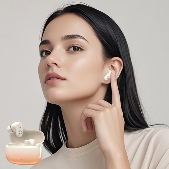 COM1950s Wireless Earbuds with Active Noise Cancellation and Spatial Audio,Bluetooth 5.4 Earbuds Featuring 65-Hour Playtime,Digital Display Case, and Ergonomic Fit for Commuting and Entertainment