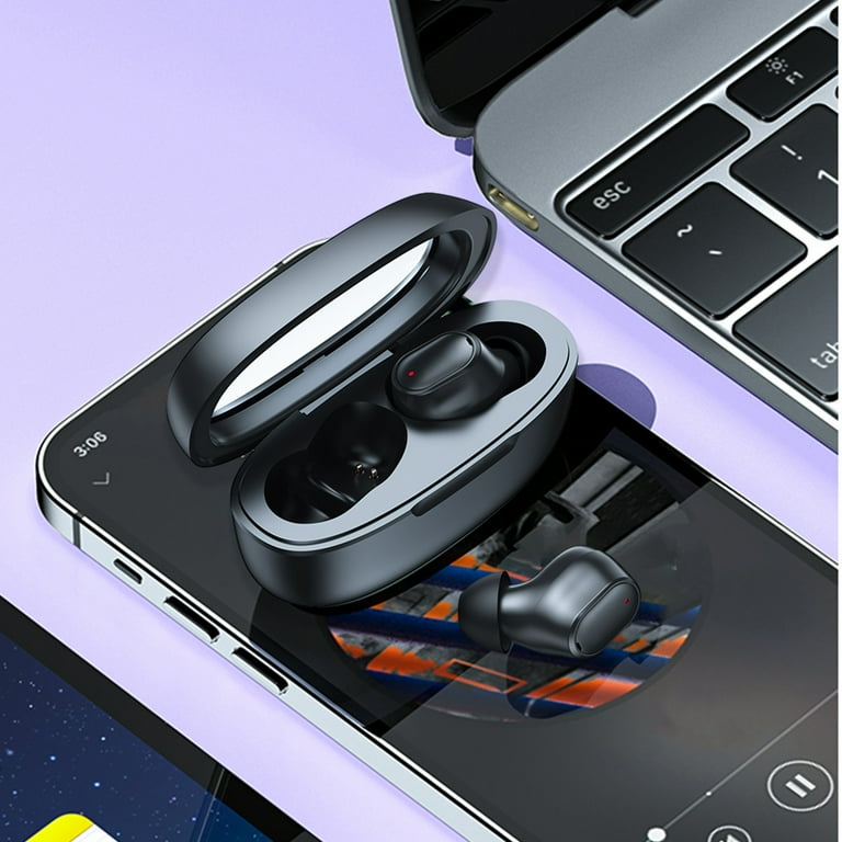 COM1950s Wireless Earbuds Mini Ear Buds Bluetooth Headphones 5.3 Bluetooth Headsets Light Weight Earphones with Microphone Charging Case Display for