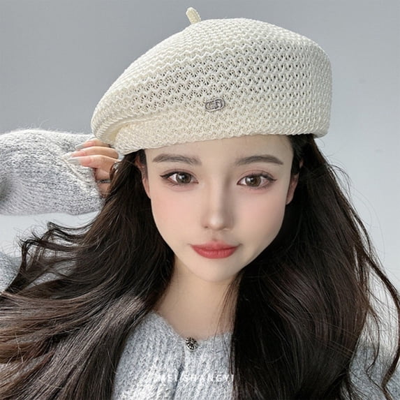 COM1950s Womens Lightweight Summer Beret,Adjustable Thin Design with Breathable Fabric,Foldable Casual Hat for Outdoor Activities