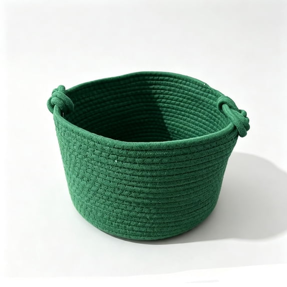 COM1950s Woven Storage Basket with Handles, Cotton Rope Storage Bin for Home Organization, Decorative Basket for Shelves, Living Room, Bedroom, Closet