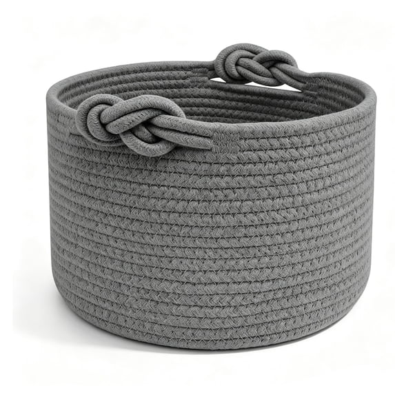 COM1950s Woven Storage Basket with Handles, Cotton Rope Storage Bin for Home Organization, Decorative Basket for Shelves, Living Room, Bedroom, Closet