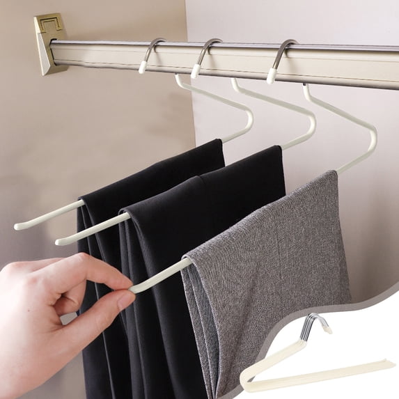 COM1950s Z Shaped Pants Hanger, Heavy Duty Iron Clothes Rack for Closet Space Saving, Storage Organizer, 5 Pack, Black