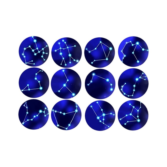 COM1950s Zodiac Constellation Glass Magnets for Refrigerator, Soft Magnetic Crystals, Set of 12 for Home Decor, Cute and Compact