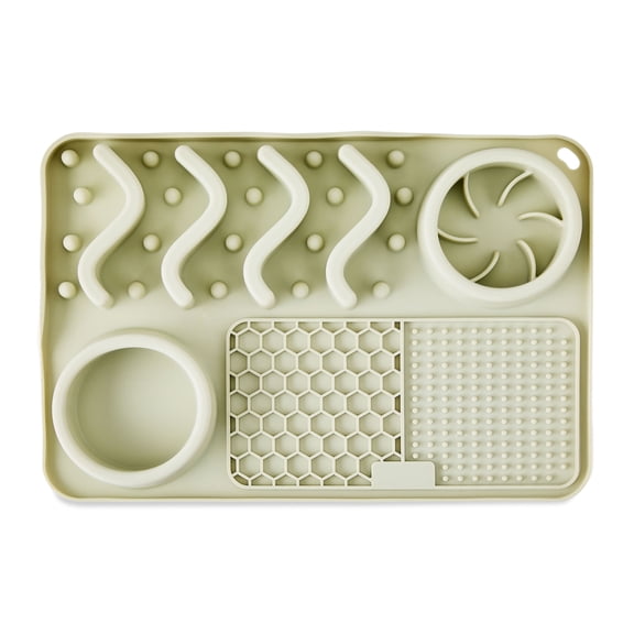 Vibrant Life Silicone Slow Feeder Compartment Pet Mat, Gray, 12" x 8"
