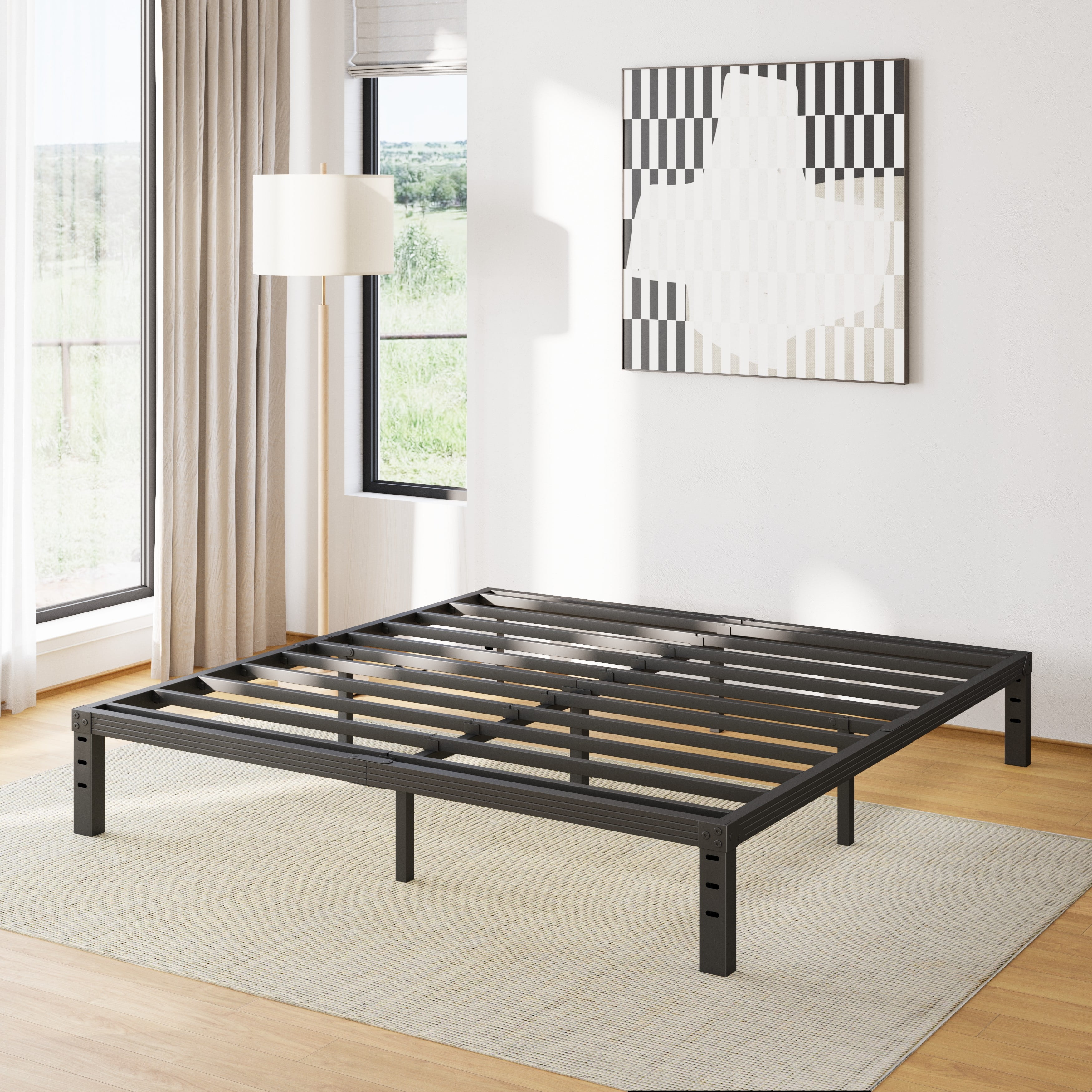 COMASACH 12 inch King Bed Frame, Easy Assembly, Heavy Duty Metal Platform, Noise Free, Black