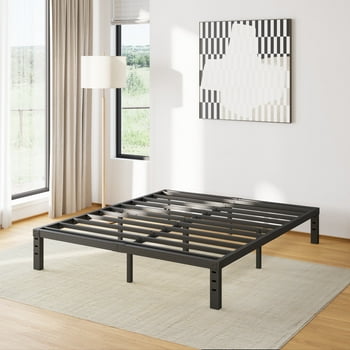 COMASACH 12 inch Queen Bed Frame, Easy Assembly, Heavy Duty Metal Platform, Noise Free, Black